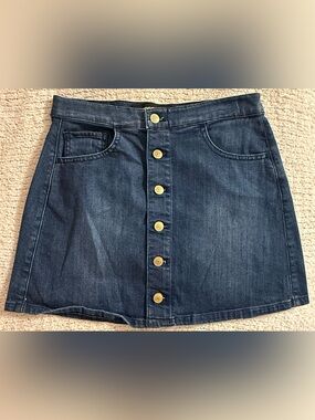 Express Denim Button-Front Skirt 4